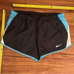 Nike Elastic Waist black white blue Dri Fit Running athletic Shorts Women L